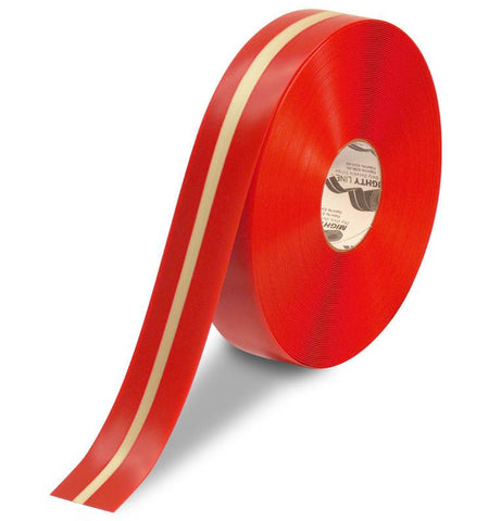 2" Red Floor Tape with Glow in the Dark Center Line - Safety Floor Tape 2" Red Floor Tape with Glow in the Dark Center Line