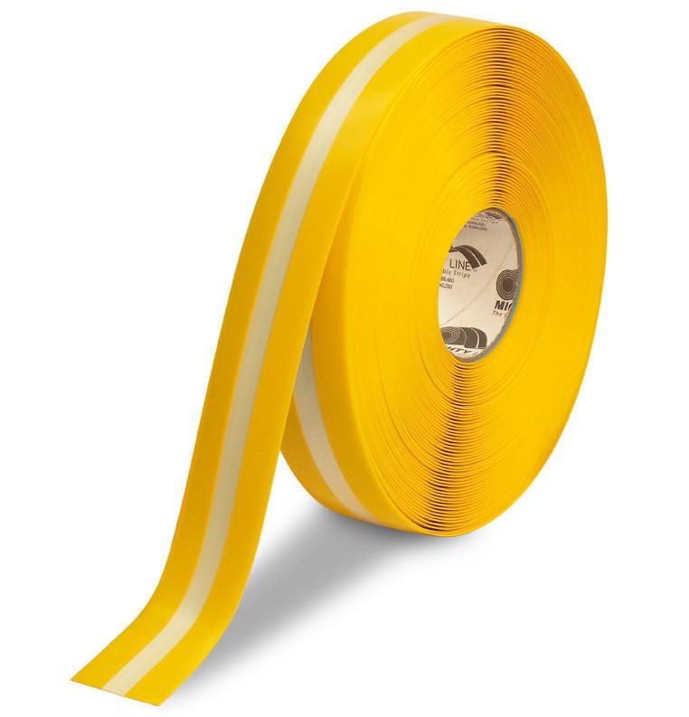2" Yellow MightyGlow with Luminescent Center Line Safey Tape - 100'  Roll 2" Yellow MightyGlow with Luminescent Center Line Floor Tape