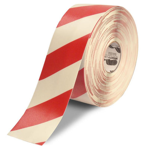 4" White Tape with Red Chevrons - 100'  Roll 