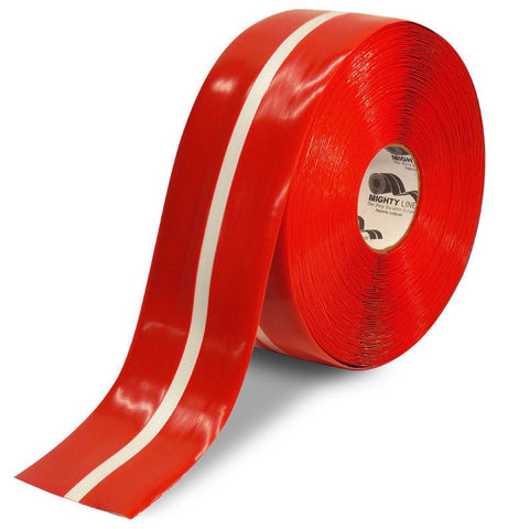 4" Red Tape with White Center Line - 100'  Roll 