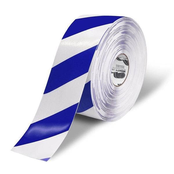 4" White Floor Tape with Blue Chevrons - 100' Roll
