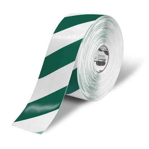 4" White Floor Tape with Green Chevrons - 100' Roll