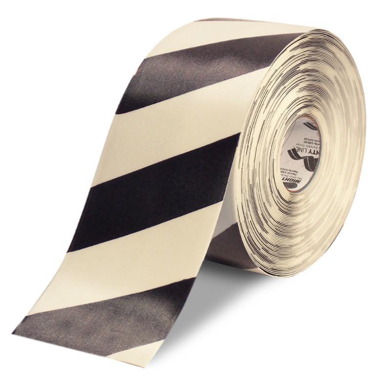 6" White Tape with Black Chevrons - 100' Roll