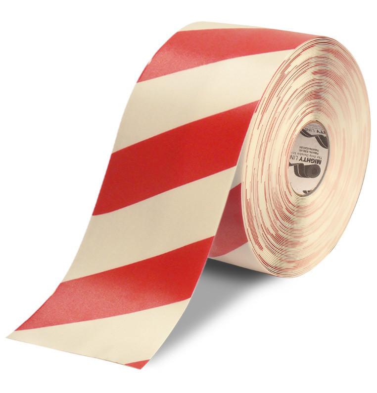 6" White Tape with Red Chevrons - 100' Roll