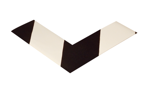 2" Wide Solid White Angle With Black Chevrons - Pack of 25 