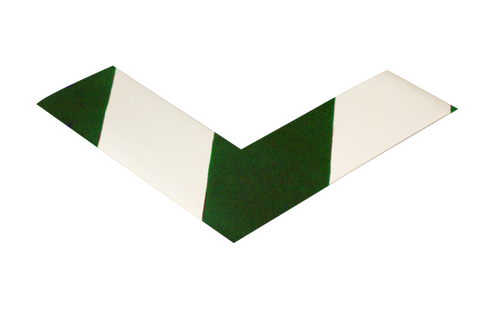 2" Wide Solid White Angle With Green Chevrons - Pack of 25