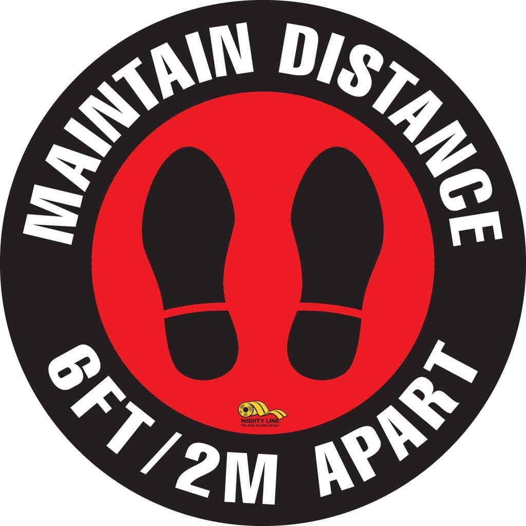 Maintain Distance 6 feet / 2M Apart Floor Sign