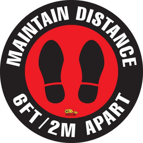 Maintain Distance 6 feet / 2M Apart Floor Sign 