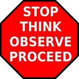 Stop Think Observe Proceed Floor Sign (Heavy Duty)