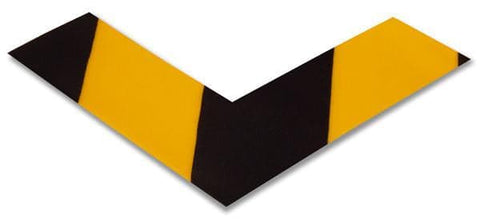 2" Wide Solid Yellow Floor Marking Angle With Black Chevrons - Pack of 25 2" Wide Solid Yellow Floor Marking Angle With Black Chevrons