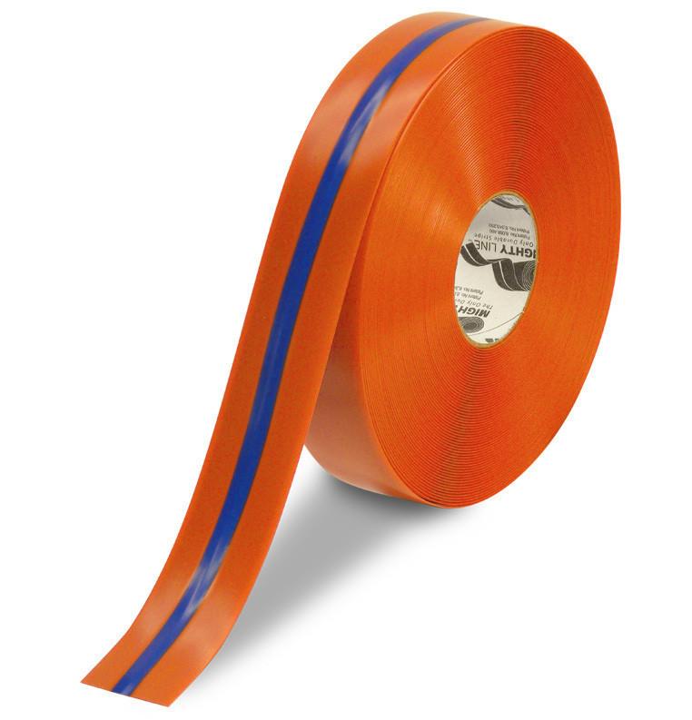 2" Orange Tape with Blue Center Line - Safety Floor Tape 2" Orange Floor Tape with Blue Center Line-5s Warehouse