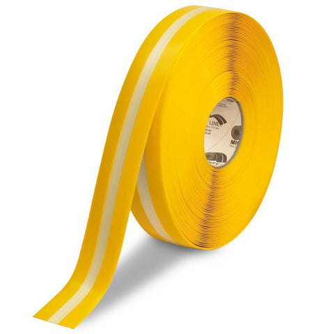 2" Yellow MightyGlow with Luminescent Center Line Safey Tape - 100'  Roll 2" Yellow MightyGlow with Luminescent Center Line Floor Tape 