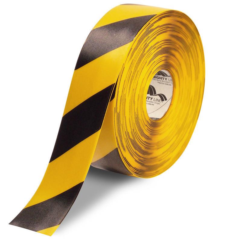 3" Yellow Safety Floor Tape with Black Chevrons - 100' Roll 