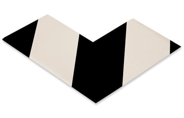 3" Wide Solid White Angle With Black Chevrons - Pack of 25 