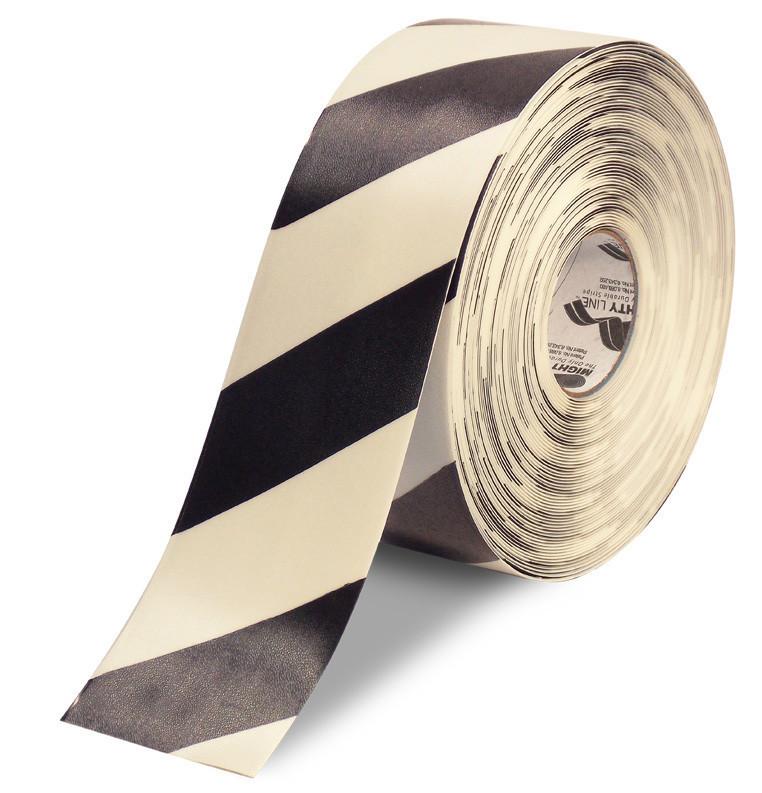 4" White Floor Tape with Black Chevrons- 100'  Roll 