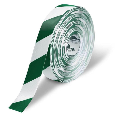 2" White Floor Tape with Green Chevrons - Safety Floor Tape 2" White Floor Tape with Green Diagonals - Safety Floor Tape
