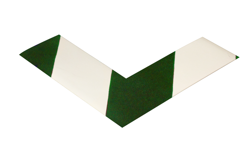 2" Wide Solid White Angle With Green Chevrons - Pack of 25 