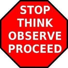 Stop Think Observe Proceed Floor Sign (Heavy Duty) 